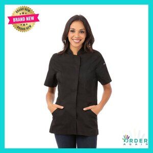 Slim Fit Chef Coat Poly-Cotton Blend Professional Kitchen Uniform Short Sleeve